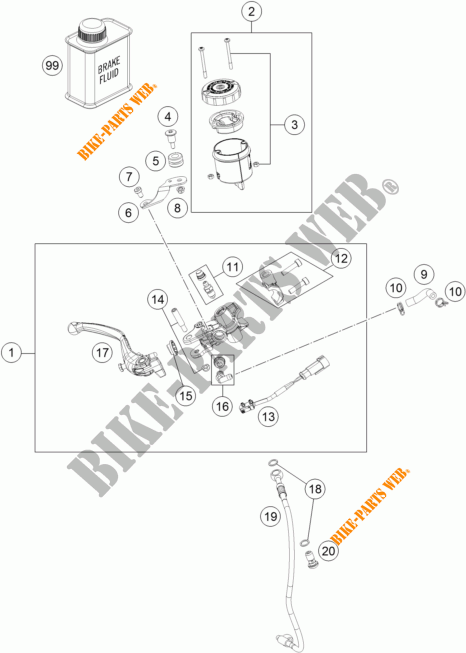 BOMBA DE FRENO DELANTERA para KTM 1290 SUPER DUKE R ORANGE ABS 2014