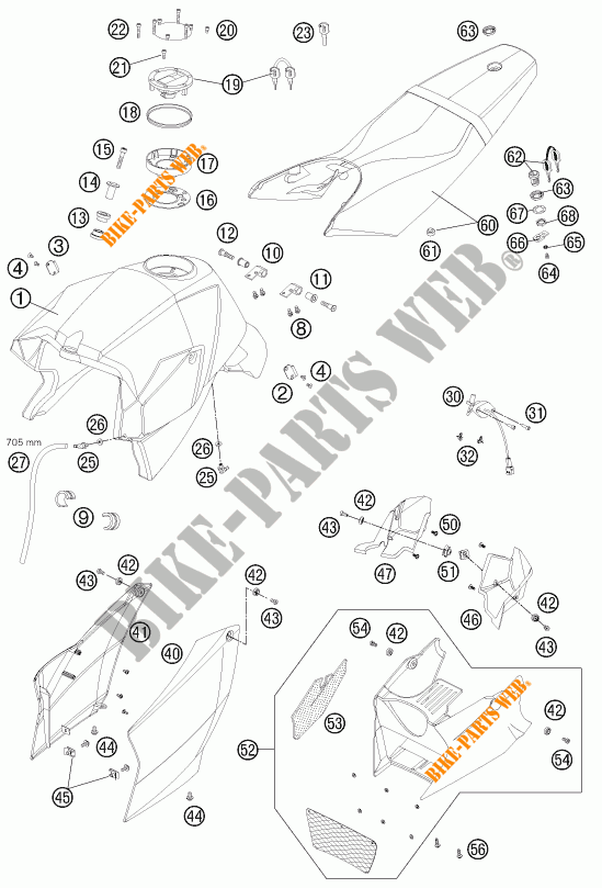 DEPOSITO / ASIENTO para KTM 990 SUPER DUKE R 2012