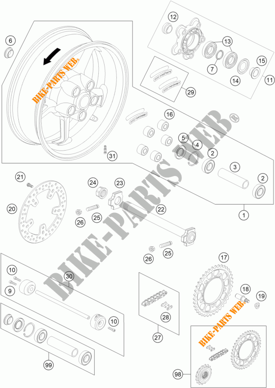 LLANTA TRASERA para KTM 990 SUPER DUKE R 2011