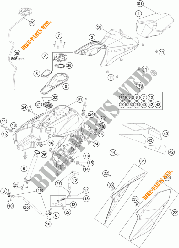 DEPOSITO / ASIENTO para KTM 1290 SUPER DUKE GT ORANGE 2018