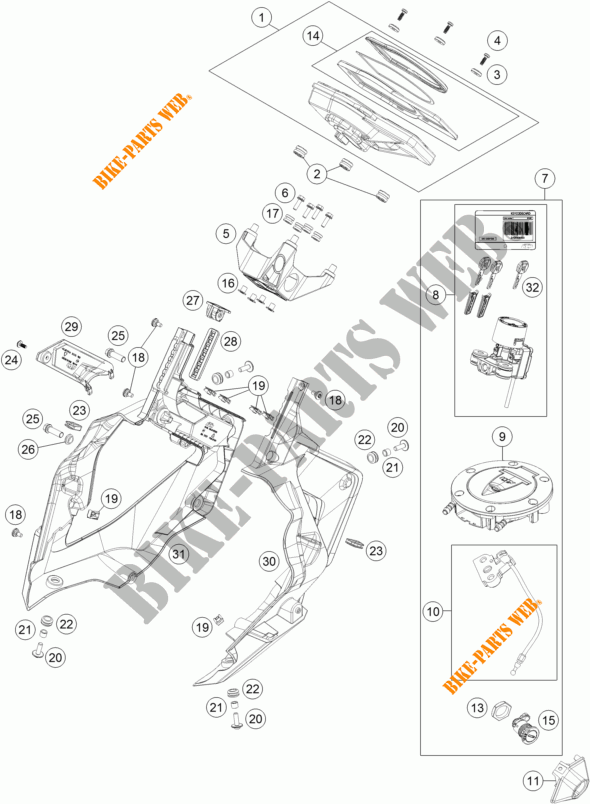 LLAVE DE CONTACTO para KTM 1290 SUPER DUKE GT ORANGE 2018