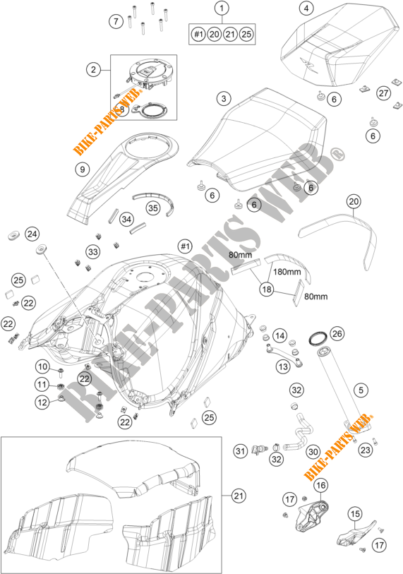 DEPOSITO / ASIENTO para KTM 1290 SUPER DUKE R ORANGE 2021