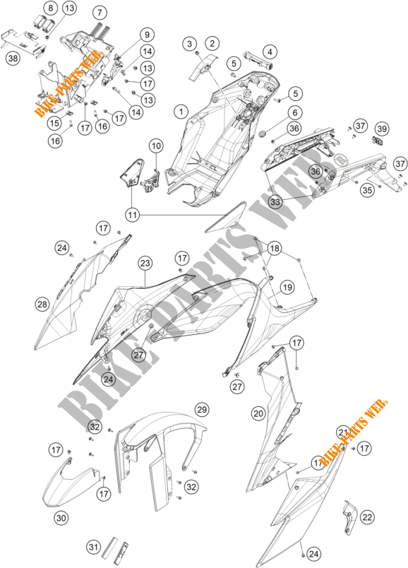PLASTICOS para KTM 1290 SUPER DUKE R ORANGE 2021
