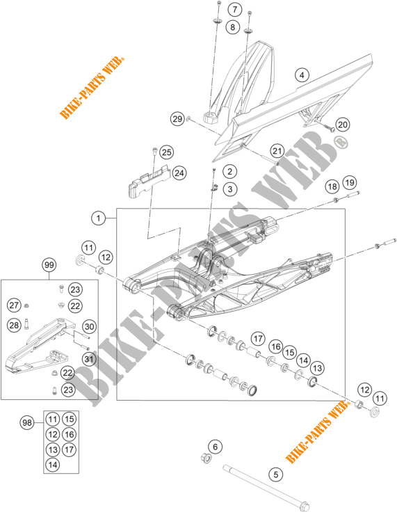 BASCULANTE para KTM 390 DUKE SILVER - B.D. 2021