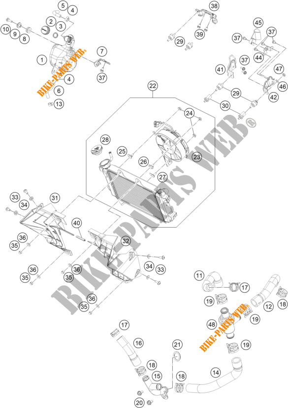 SISTEMA DE REFRIGERACIÓN para KTM 250 DUKE BLACK - B.D. 2021