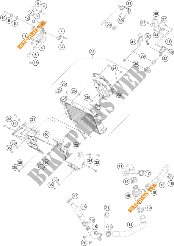 SISTEMA DE REFRIGERACIÓN para KTM 250 DUKE WHITE - B.D. 2020