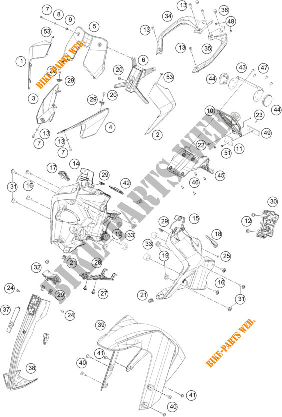 PLASTICOS para KTM 390 ADVENTURE WHITE - B.D. 2021