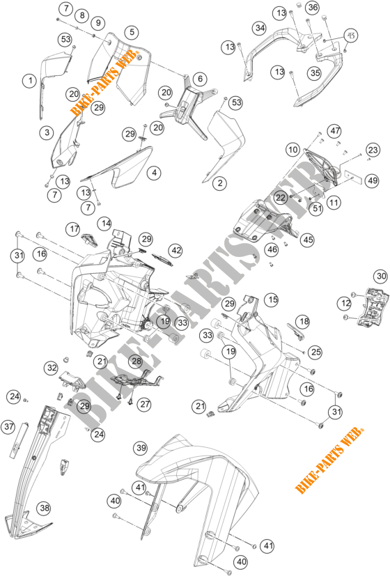 PLASTICOS para KTM 390 ADVENTURE WHITE - B.D. 2021
