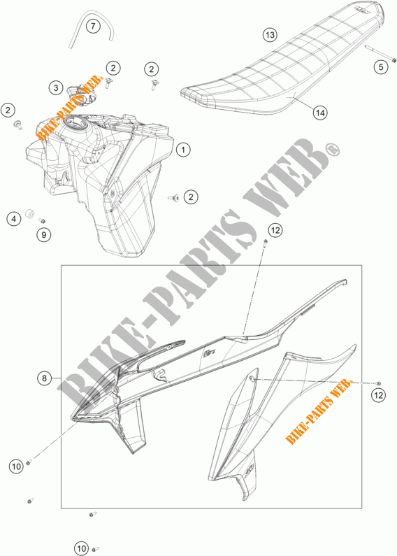 DEPOSITO / ASIENTO para KTM 250 EXC 2023