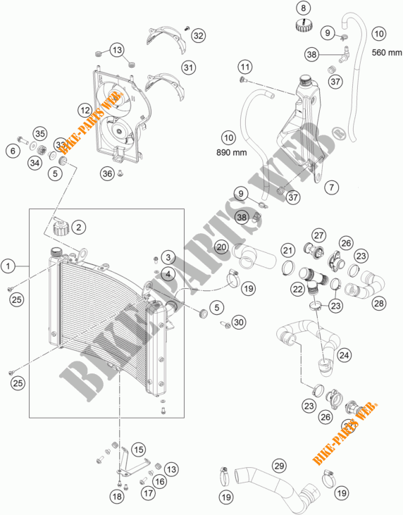 SISTEMA DE REFRIGERACIÓN para KTM 1290 SUPER DUKE GT ORANGE ABS 2016
