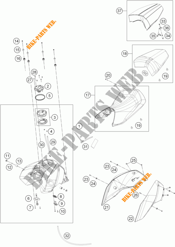 DEPOSITO / ASIENTO para KTM 690 DUKE R ABS 2015
