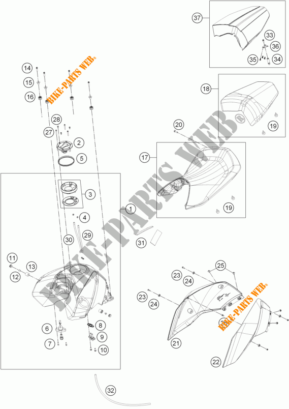 DEPOSITO / ASIENTO para KTM 690 DUKE R ABS 2014