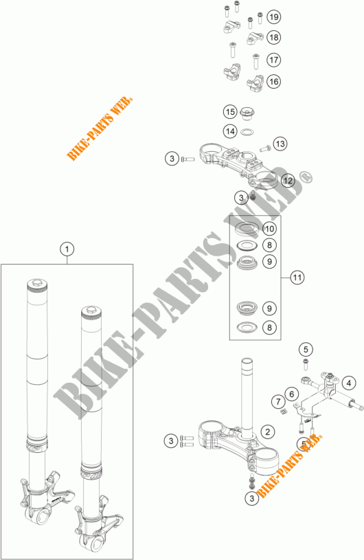 HORQUILLA / TIJA DIRECCION para KTM 790 DUKE L orange 2023