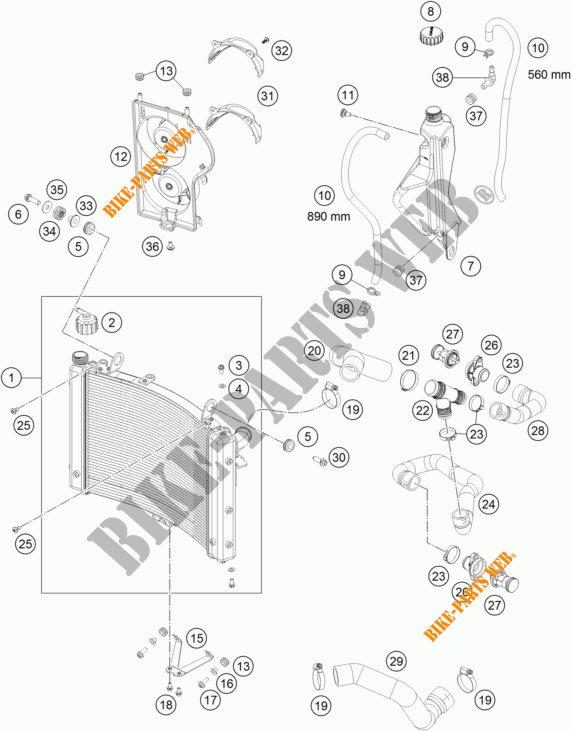 SISTEMA DE REFRIGERACIÓN para KTM 1290 SUPER DUKE GT GREY ABS 2016