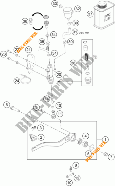 BOMBA DE FRENO TRASERA para KTM 690 DUKE ORANGE ABS 2016