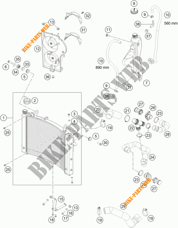 SISTEMA DE REFRIGERACIÓN para KTM 1290 SUPER DUKE GT ORANGE ABS 2016