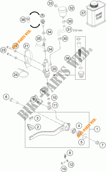 BOMBA DE FRENO TRASERA para KTM 690 DUKE ORANGE ABS 2016