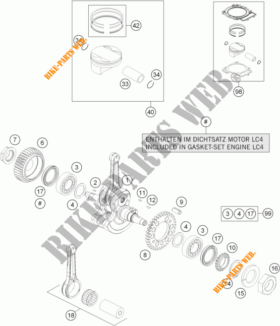 CIGUEÑAL / PISTÓN para KTM 690 DUKE WHITE ABS 2015