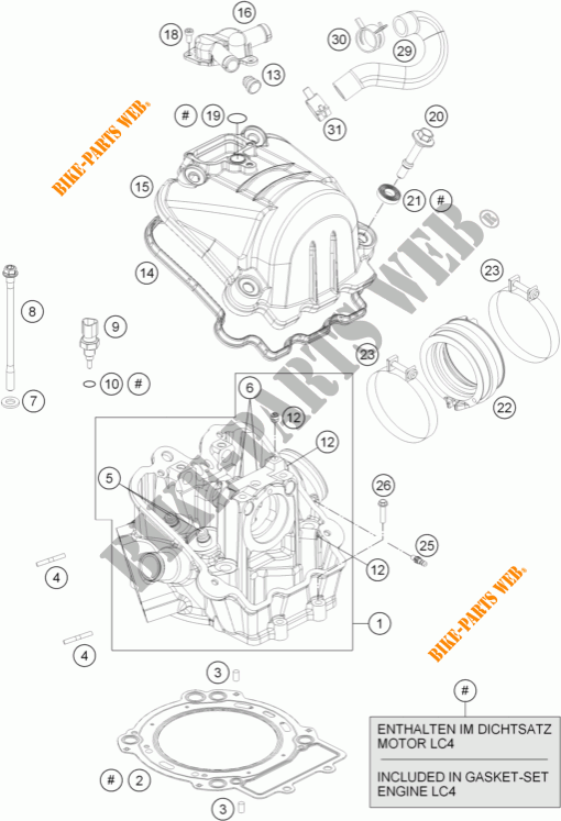 CULATA para KTM 690 DUKE WHITE ABS 2015