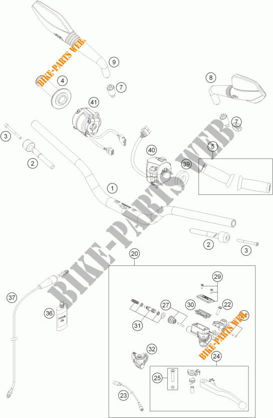 MANILLAR / MANDOS para KTM 690 DUKE WHITE ABS 2015