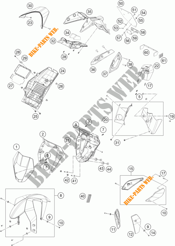 PLASTICOS para KTM 690 DUKE WHITE ABS 2015