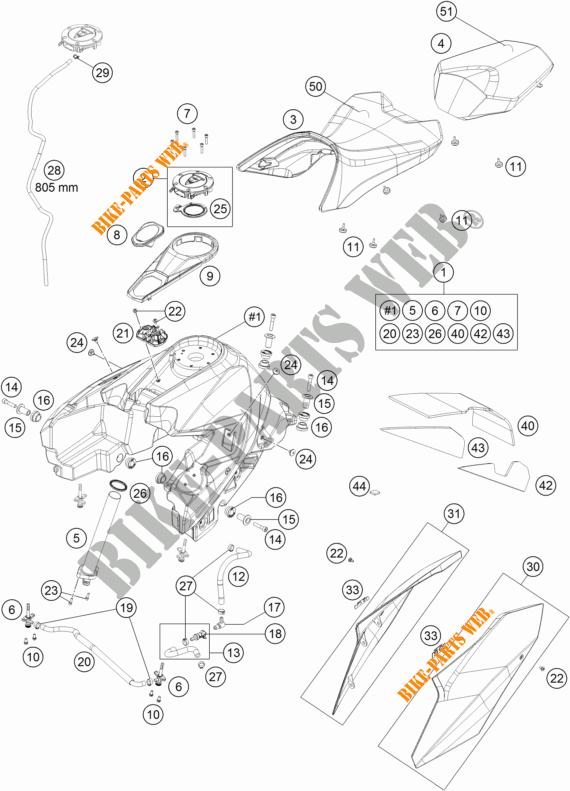 DEPOSITO / ASIENTO para KTM 1290 SUPER DUKE GT GREY ABS 2016