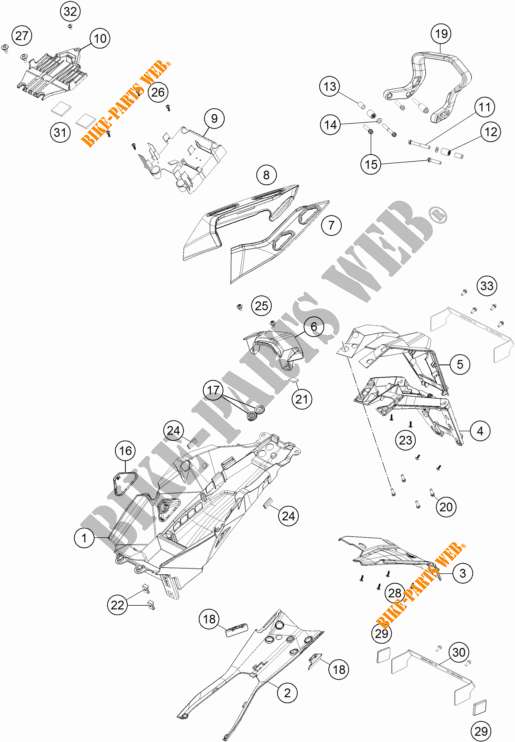 GUARDABARROS TRASERA para KTM 1290 SUPER DUKE GT GREY ABS 2016