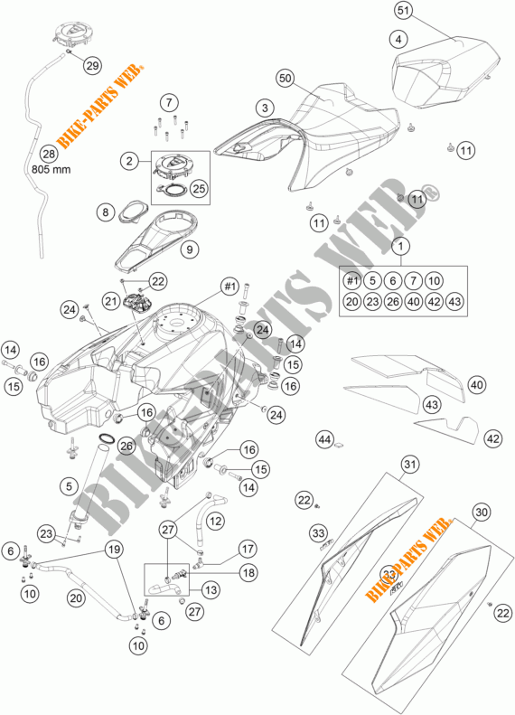 DEPOSITO / ASIENTO para KTM 1290 SUPER DUKE GT ORANGE ABS 2016