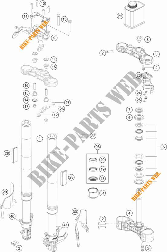 HORQUILLA / TIJA DIRECCION para KTM 390 DUKE WHITE 2018