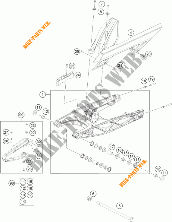 BASCULANTE para KTM 390 DUKE WHITE 2018