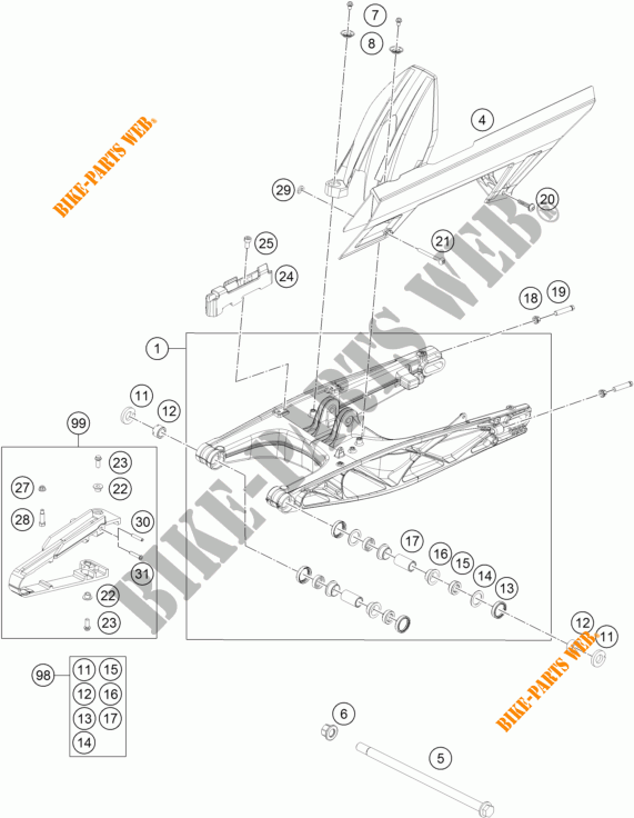 BASCULANTE para KTM 390 DUKE ORANGE 2018