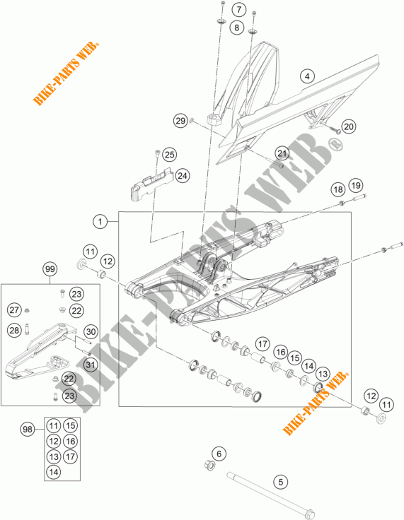 BASCULANTE para KTM 390 DUKE ORANGE 2017