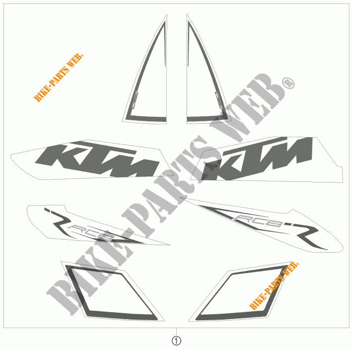 PEGATINAS para KTM 1190 RC8 R TRACK 2012