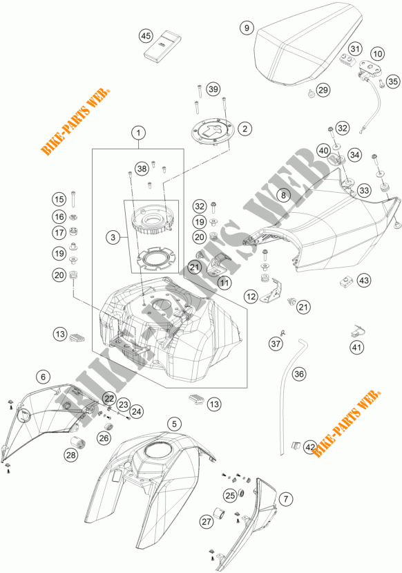 DEPOSITO / ASIENTO para KTM 390 DUKE BLACK ABS 2016