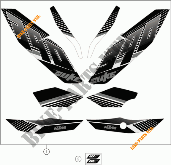 PEGATINAS para KTM 390 DUKE BLACK ABS 2016
