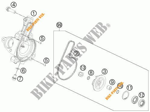 BOMBA DE AGUA para KTM 390 DUKE WHITE ABS 2016