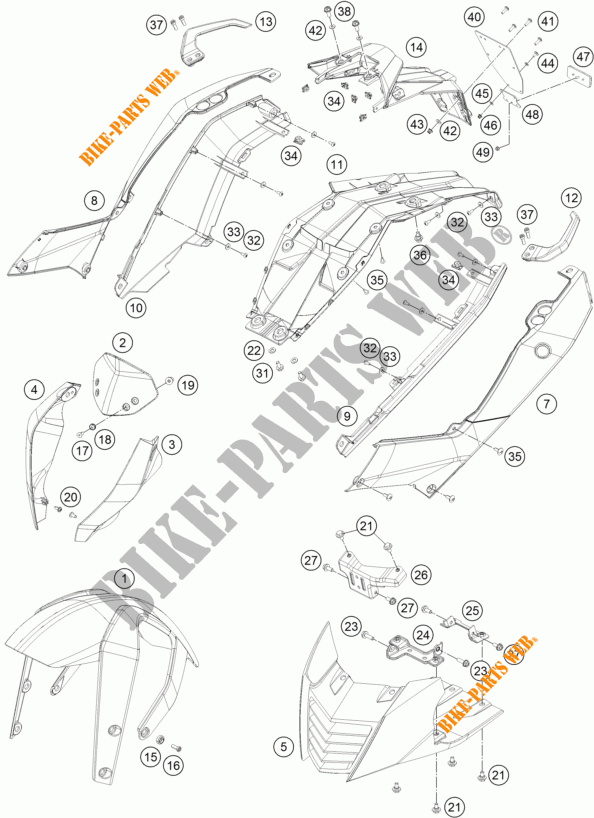 PLASTICOS para KTM 390 DUKE WHITE ABS 2016