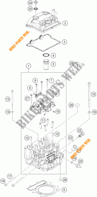 CULATA para KTM 390 DUKE WHITE ABS 2016