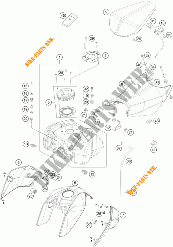 DEPOSITO / ASIENTO para KTM 390 DUKE BLACK ABS 2016