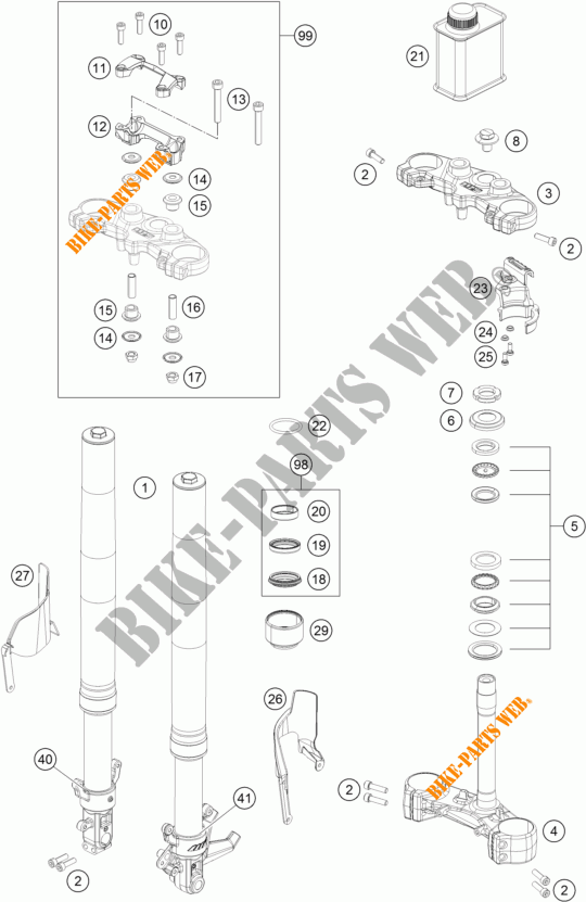 HORQUILLA / TIJA DIRECCION para KTM 390 DUKE WHITE ABS 2016
