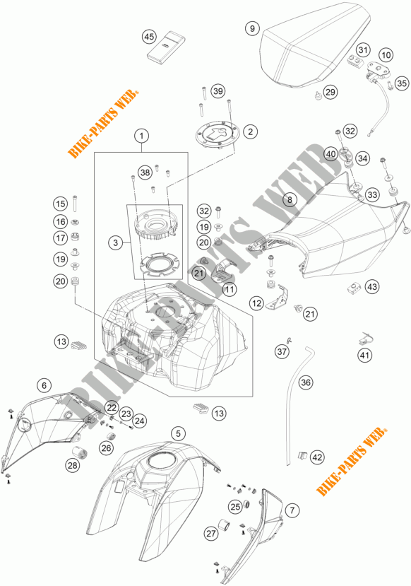 DEPOSITO / ASIENTO para KTM 390 DUKE BLACK ABS 2015