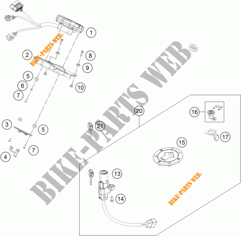 LLAVE DE CONTACTO para KTM 390 DUKE BLACK ABS 2015
