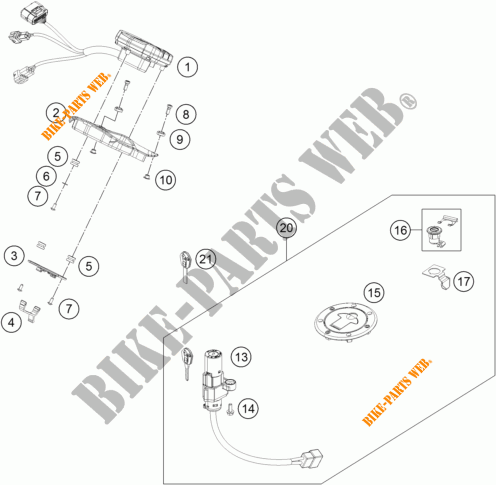 LLAVE DE CONTACTO para KTM 390 DUKE WHITE ABS 2015