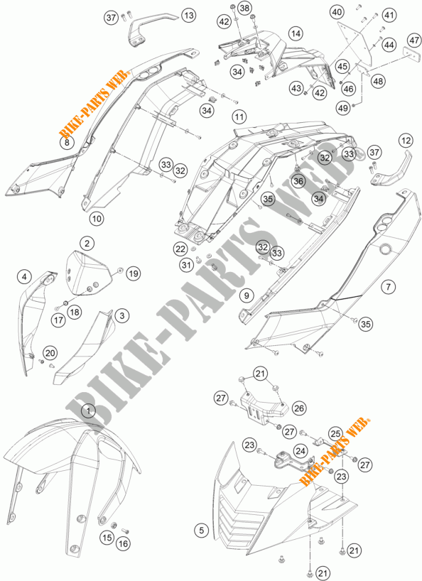 PLASTICOS para KTM 390 DUKE WHITE ABS 2015