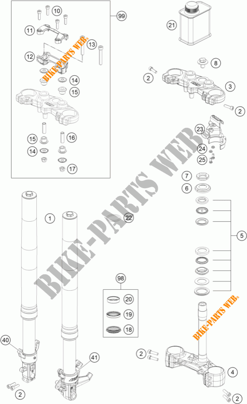 HORQUILLA / TIJA DIRECCION para KTM 390 DUKE BLACK ABS 2015