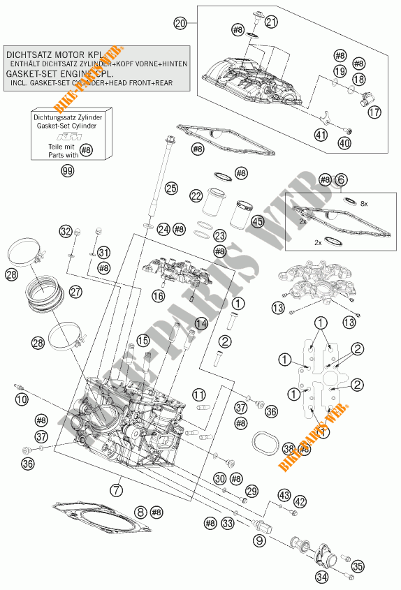 CULATA TRASERA para KTM 1190 RC8 R WHITE 2015