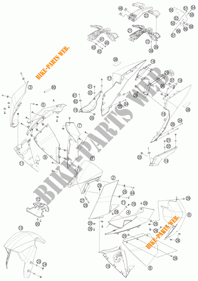 PLASTICOS para KTM 1190 RC8 R WHITE 2015