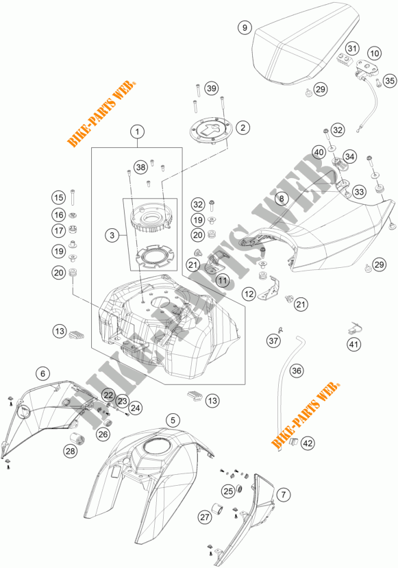 DEPOSITO / ASIENTO para KTM 390 DUKE BLACK ABS 2015