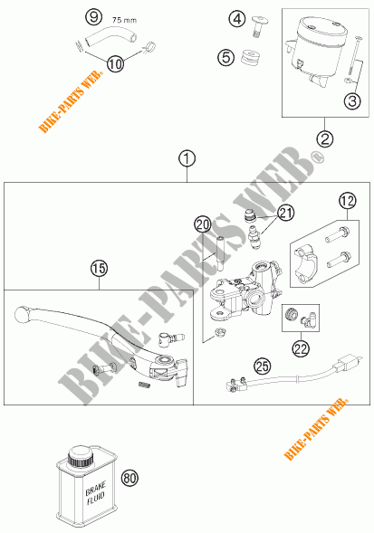 BOMBA DE FRENO DELANTERA para KTM 1190 RC8 R WHITE 2015