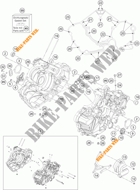 CARTERES CIGÜEÑAL para KTM 1190 RC8 R WHITE 2015